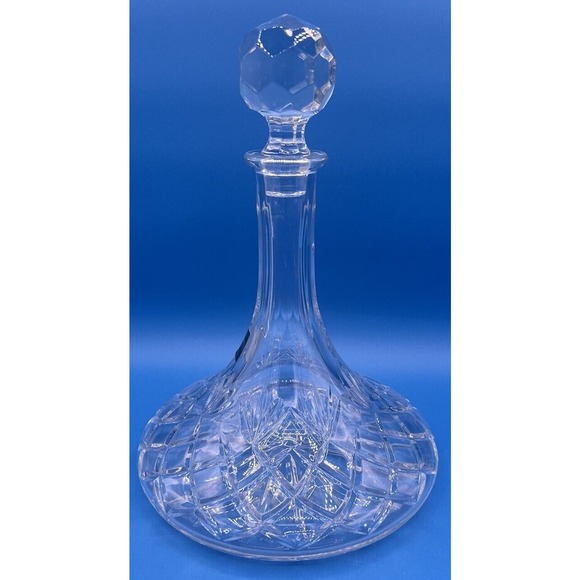 Samobor Krystal Ships Decanter with Stopper Made In Yugoslavia Hand Cut - Picture 2 of 12